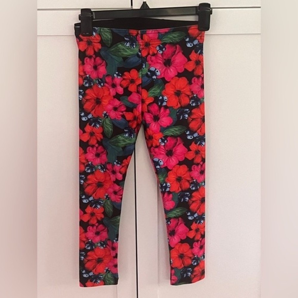 Lorna Jane crop leggings floral hibiscus XS EUC